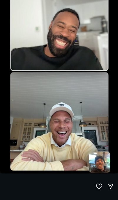 空接之城已成回忆，保罗晒出与格里芬和小乔丹视频连线截图