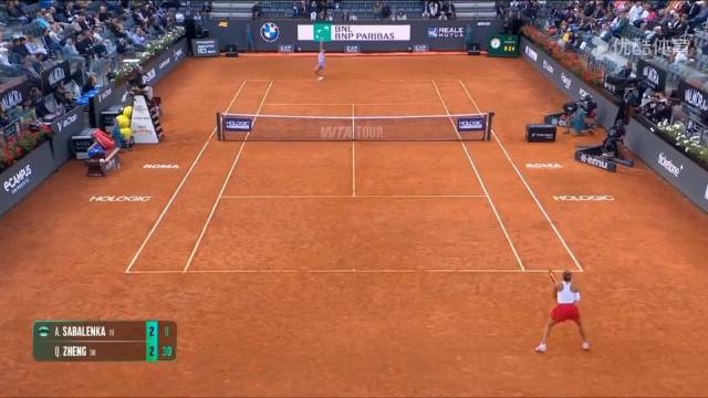 郑钦文带伤击败萨巴伦卡首进罗马站四强