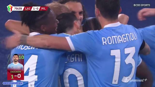拉齐奥1-0淘汰AC米兰晋级意杯八强，扎卡尼制胜