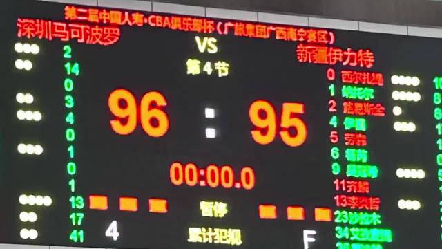 没想到啊，现场新疆队一路领先，最后竟然是深圳队96:95获胜