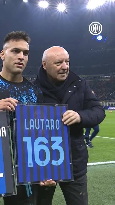 国际米兰为博宁塞尼亚、劳塔罗颁发纪念球衣，劳塔罗将成队史射手第三