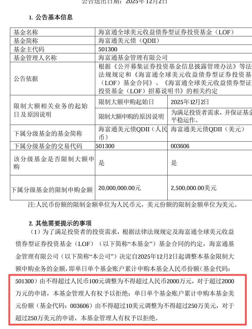 三日内限购额从100元到2000万元再到100元，海富通这只基金在做什么？