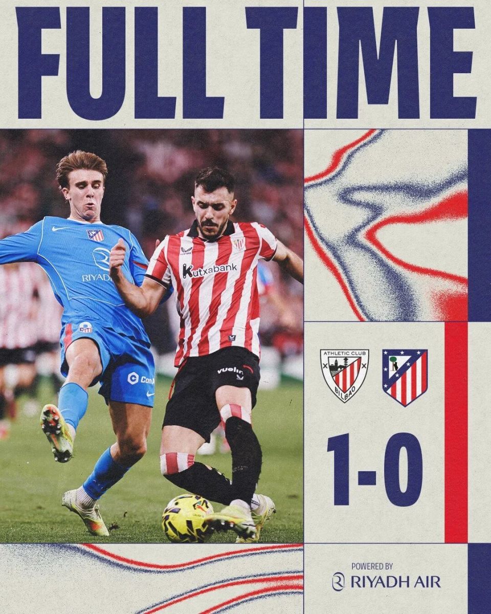 客场0-1不敌毕尔巴鄂竞技，马竞遭遇两连败