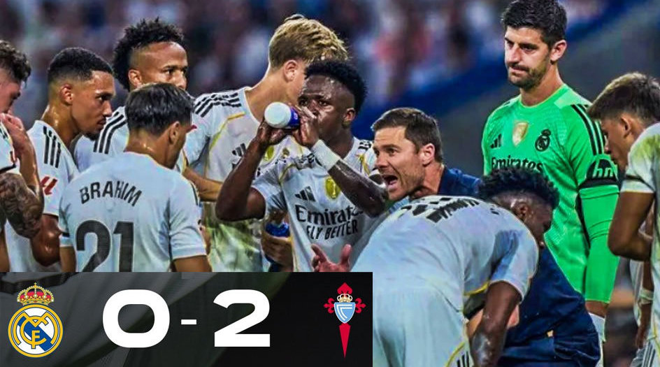 皇马0比2塞尔塔两人染红，近5轮仅1胜落后巴萨4分