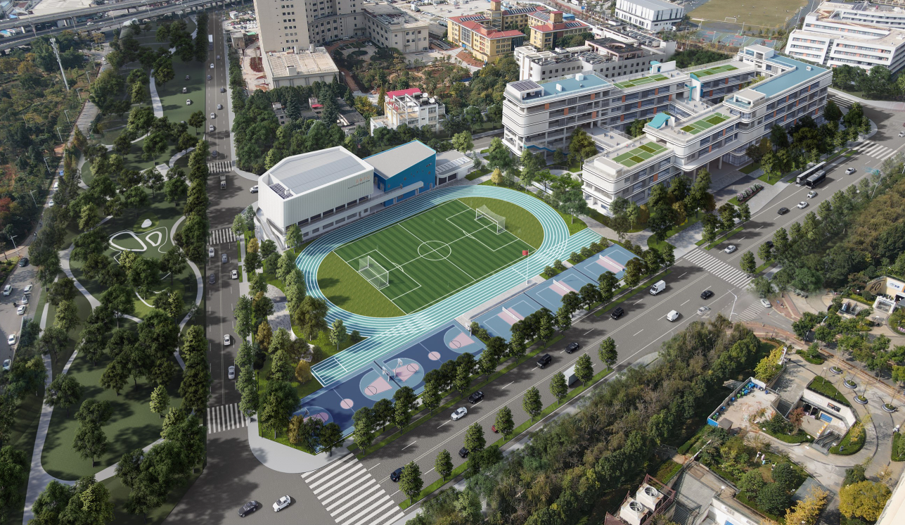 （学校实景鸟瞰效果图）