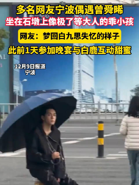 网友宁波偶遇曾舜晞坐石墩乖巧，前日与白鹿晚宴互动