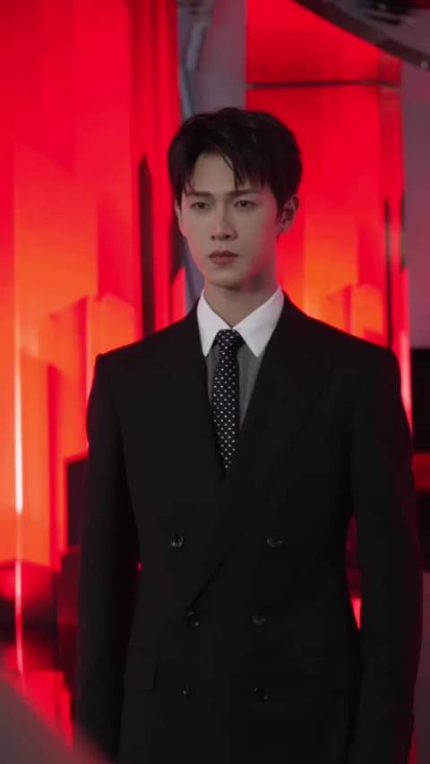 李昀锐黑西装造型拍摄物料氛围感十足