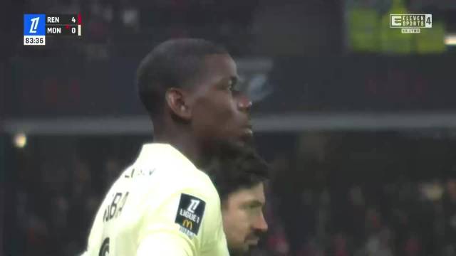 博格巴昨晚代表摩纳哥对阵雷恩首秀集锦