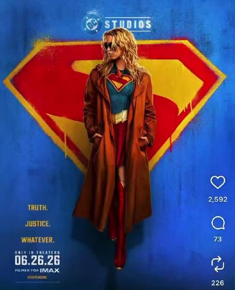 DC《超级少女》先导海报发布，米莉·阿尔柯克饰超女卡拉明年6月上映