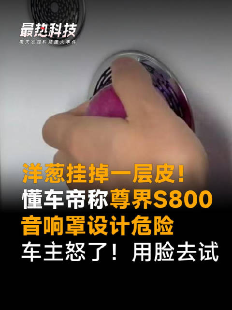 洋葱挂掉一层皮！懂车帝称尊界S800，音响罩设计危险，车主怒了！用脸去试