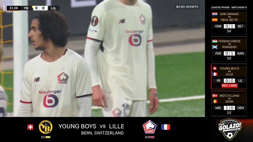 里尔小将布阿迪连续2场吃到红牌！