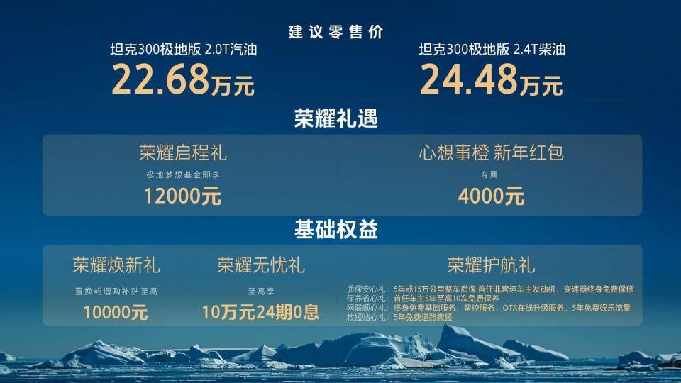 坦克300全球用户突破50万，极地版新车上市售22.68万起