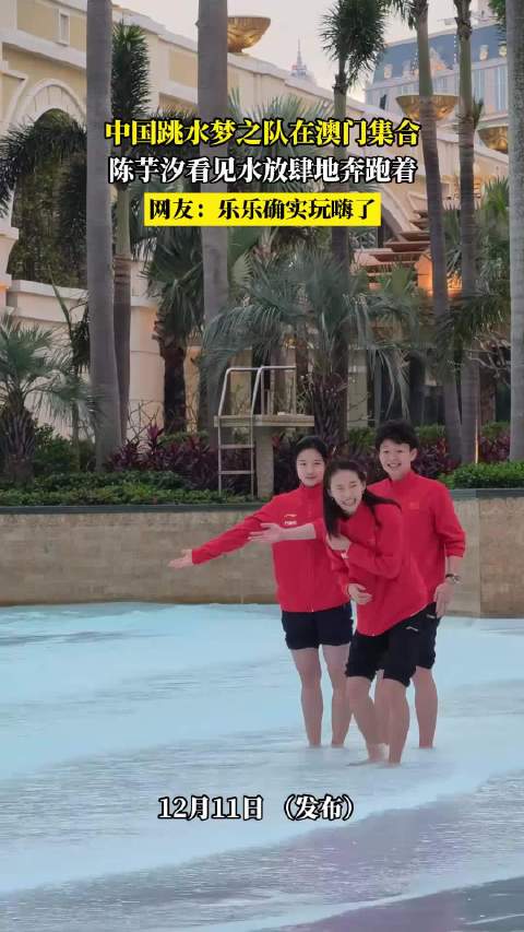 中国跳水梦之队在澳门集合，陈芋汐看见水放肆地奔跑着