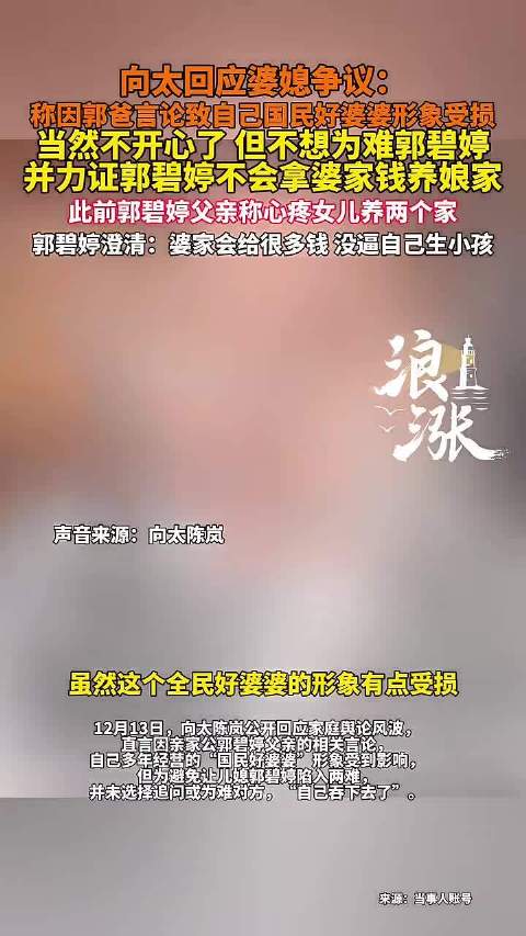 向太回应好婆婆形象争议称家庭关系和睦