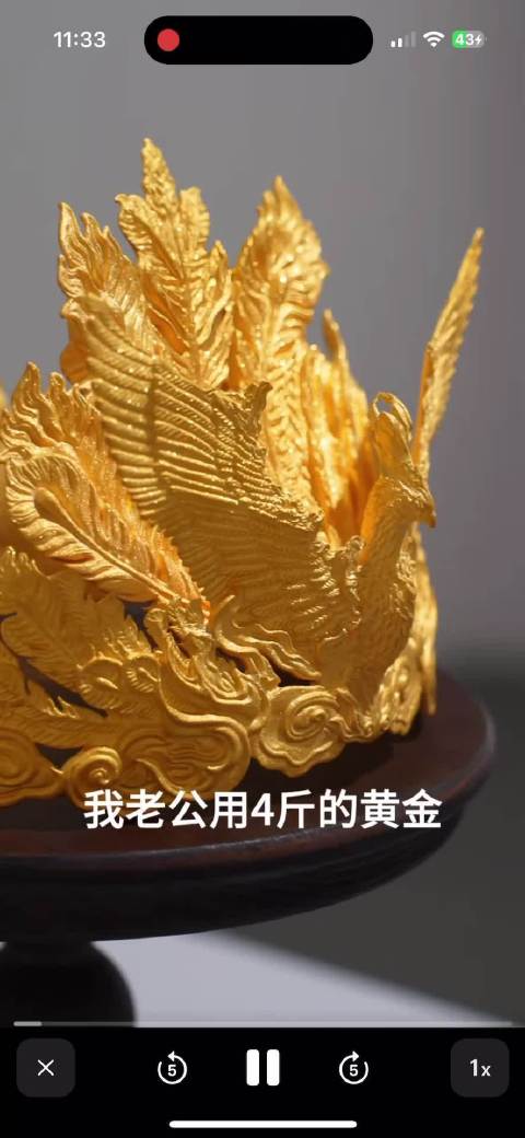 网红张凯毅称免费展览四斤黄金凤冠被男童损坏