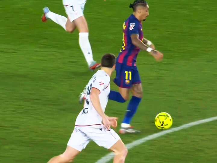 拉菲尼亚双响，巴萨2-0奥萨苏纳