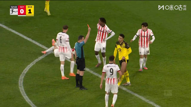 贝林厄姆弟弟乔布红牌罚下，破坏对方明显得分机会