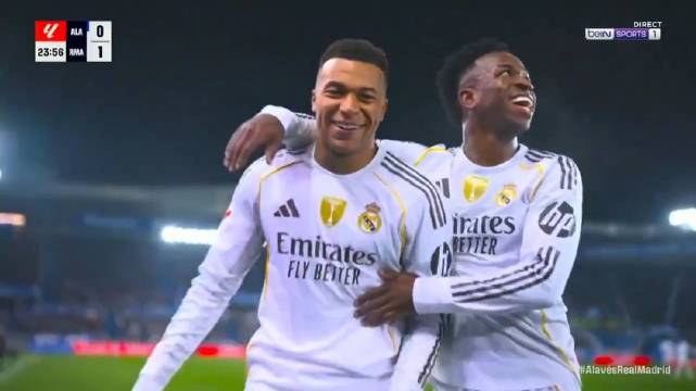 皇马2-1客胜阿拉维斯终结连败，贝林厄姆助攻姆巴佩破门