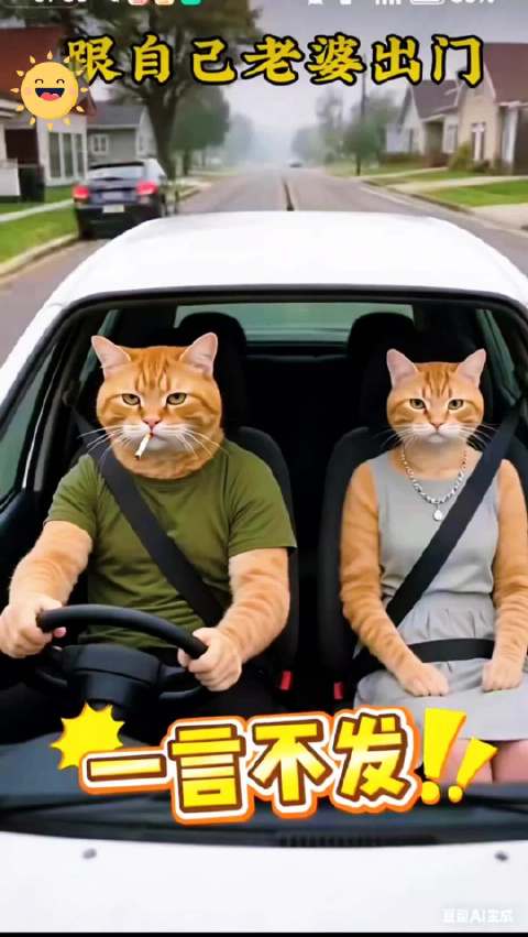 两只猫咪开豪车，生活就是要这么“骚气十足” 豪车出行