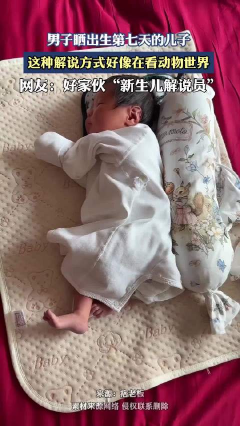 男子晒出生第七天的儿子，这种解说方式好像在看动物世界