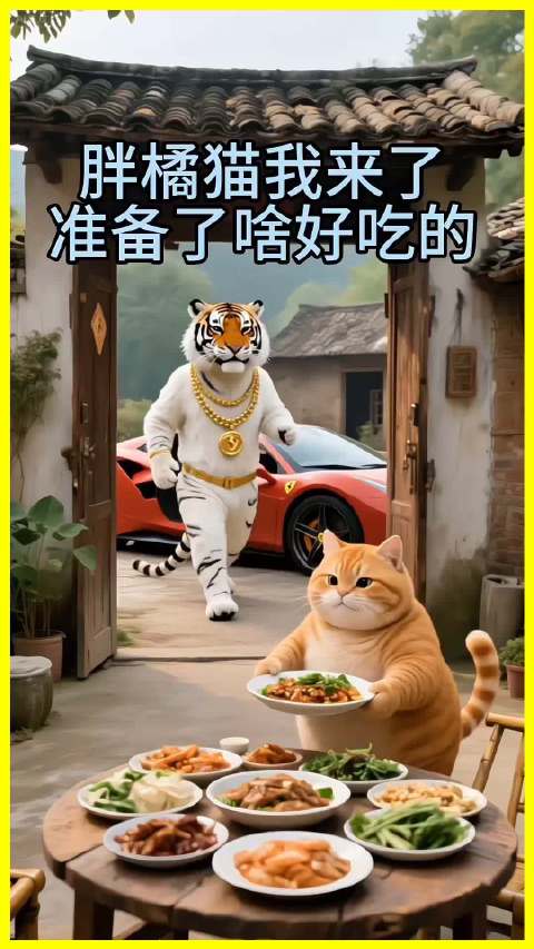 老虎豪车赴约付账受伤住院，胖橘猫默默照顾