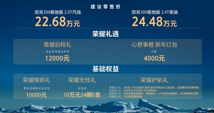 极地装备全标配 坦克300极地版起售价22.68万元