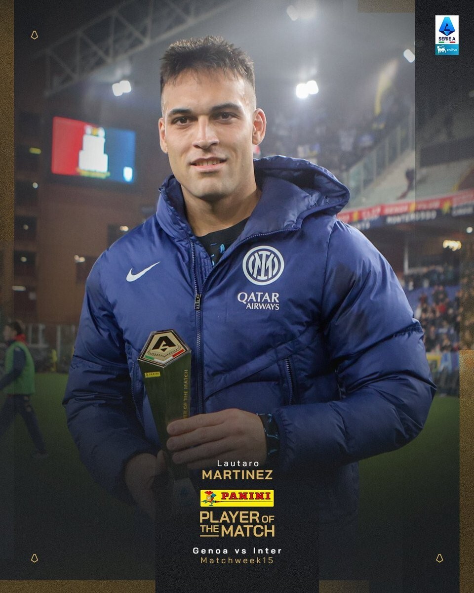 传射建功助国米登顶，劳塔罗当选意甲官方全场最佳球员