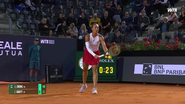 WTA年度对决：罗马站半决赛，郑钦文vs高芙，3小时32分钟的马拉松大战