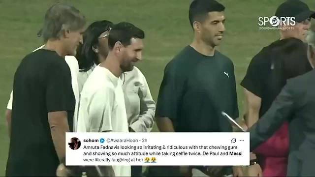 印度女演员嚼口香糖和梅西合影，网友评价：傲慢令人讨厌