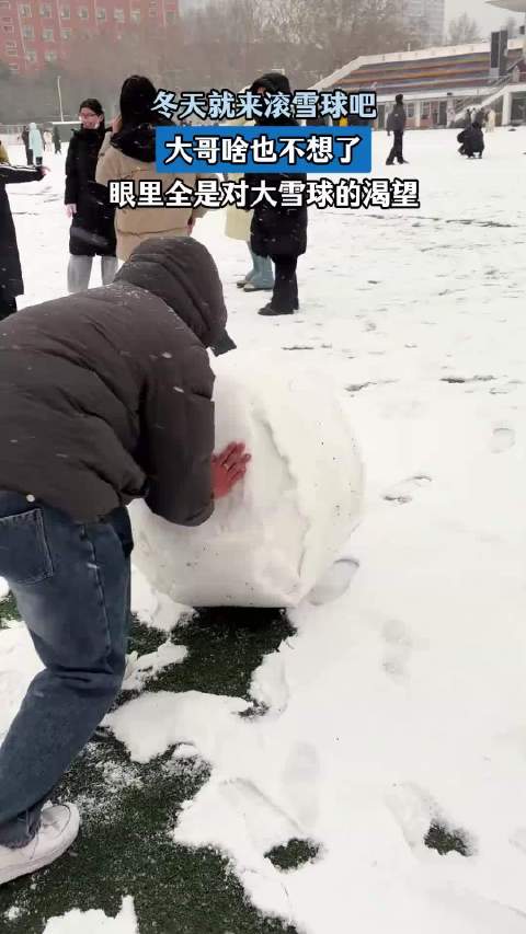 冬天就来滚雪球吧，大哥啥也不想了，眼里全是对大雪球的渴望