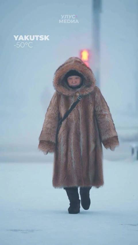 地球上最寒冷的地方之一—— -50°C雅库茨克的街拍，日产穿貂御寒的人们！