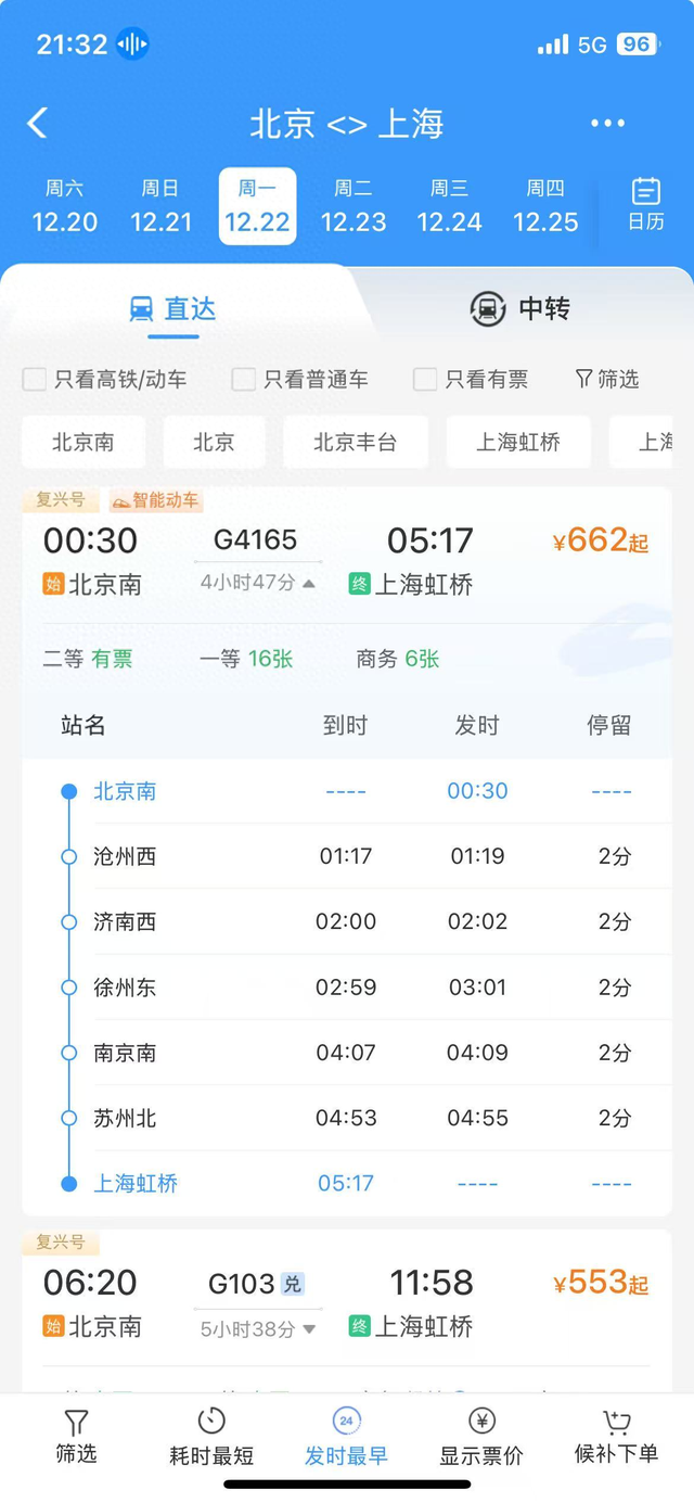 12306APP��ʾ��12��22����һ��00:30ʼ���ڱ�����վ��05:17�յ��Ϻ�����վ�İ�Ρ�����ͼƬ��Ϊ�����ͼ