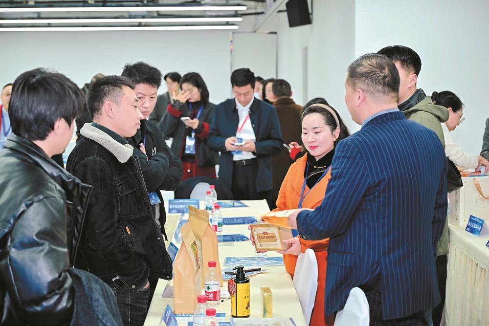 中医药产业供需对接会上，参会者正在进行交流。