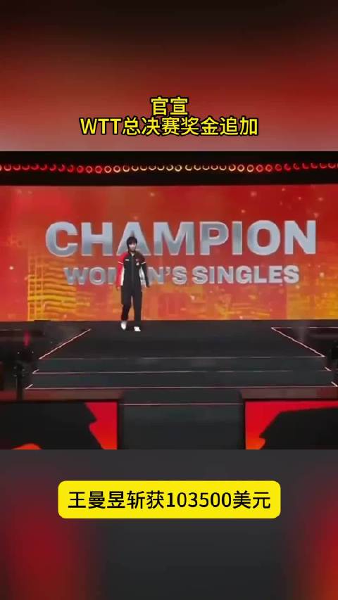 最大赢家！总决赛追加奖金，王曼昱女单夺冠，收入破10万美元