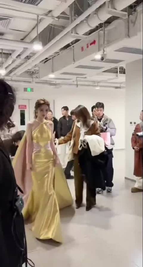 Angelababy再战红毯金粉裙造型惊艳