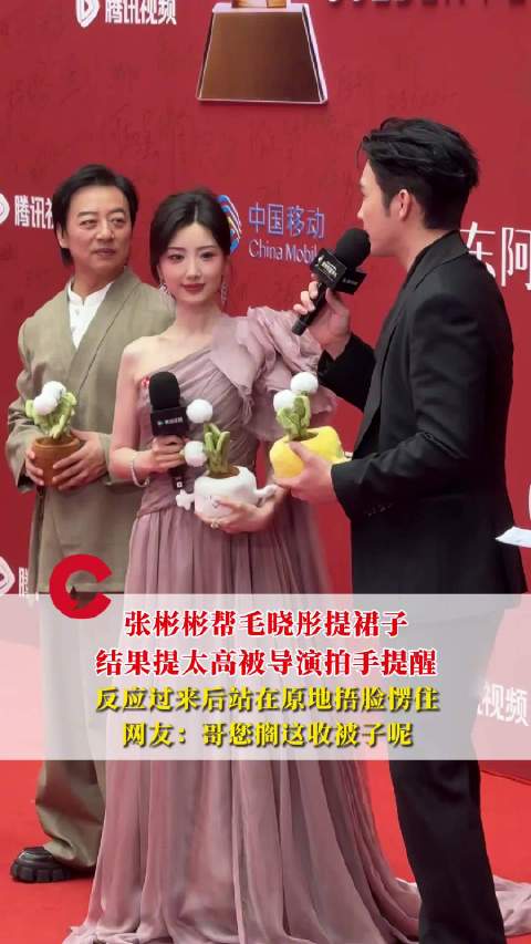 张彬彬帮毛晓彤提裙子被导演打手