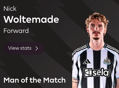 半场双响，沃尔特马德当选纽卡vs切尔西全场最佳球员