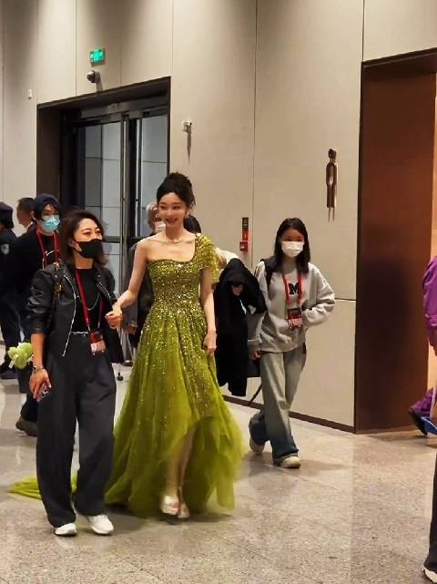 宋轶穿亮片绿裙优雅亮相，温婉气质如仙子