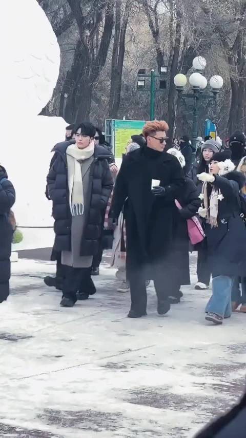 黄子韬黄晓明王鹤棣空降哈尔滨街头引围观