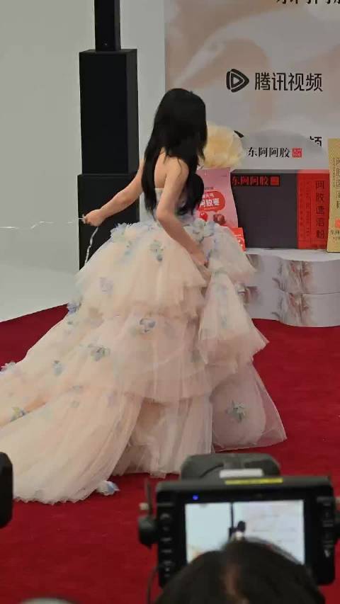 陈妍希牵小狗气球亮相星光大赏红毯