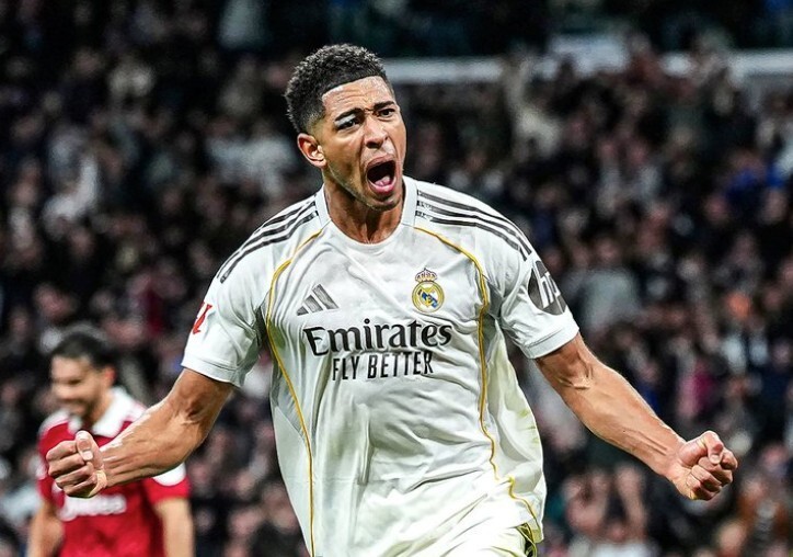 贝林厄姆2025年为皇马打进13球，队内仅次于姆巴佩