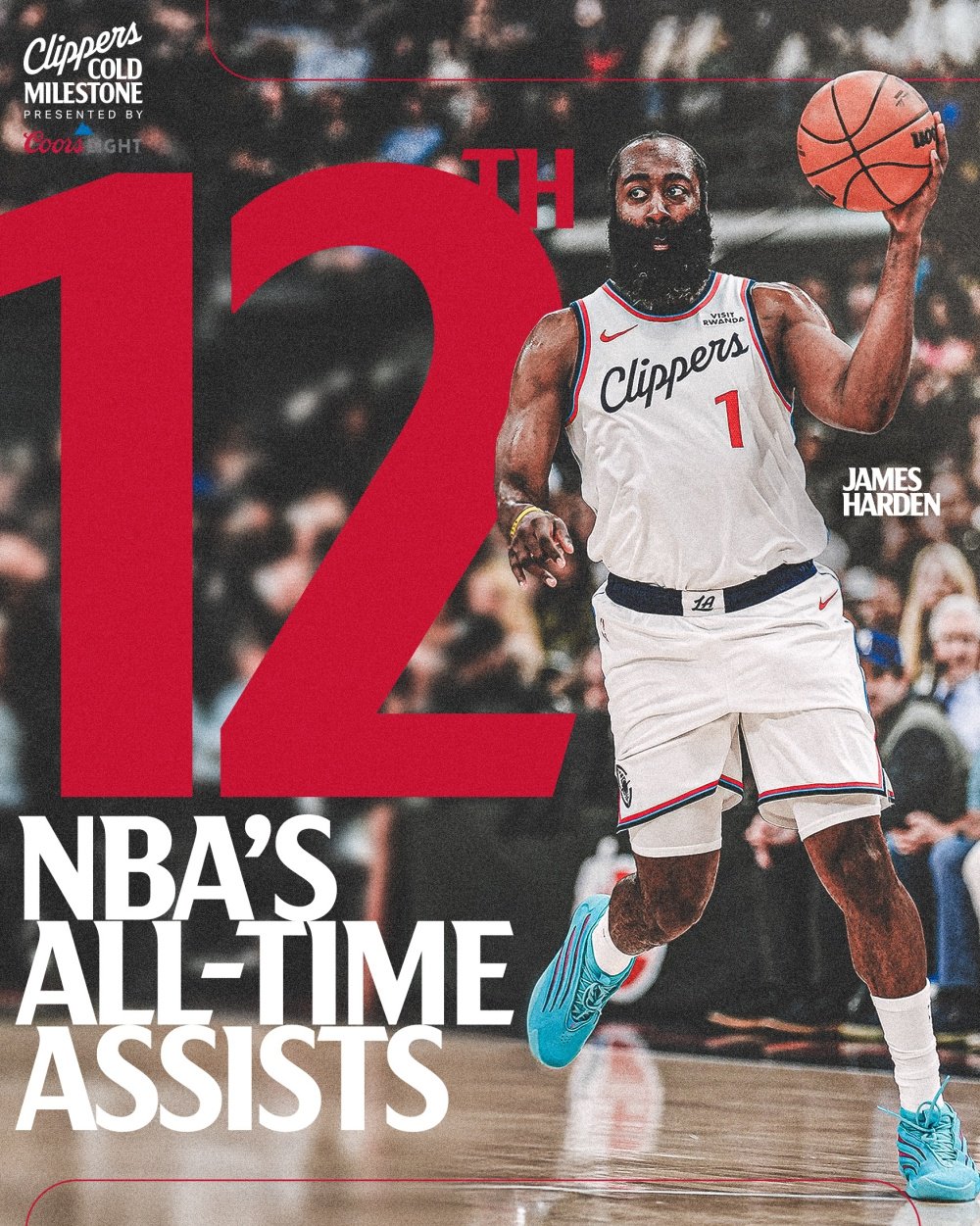 里程碑！哈登超越安德烈·米勒，升至历史助攻榜第12