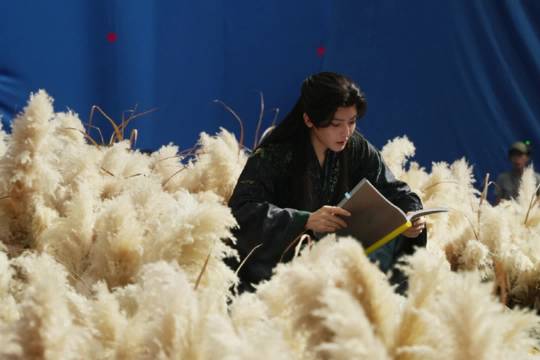 侯明昊片场专注研读剧本,工作室抓拍红烨破碎感瞬间