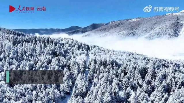 香格里拉雪后银装素裹，属都湖揽天光云影