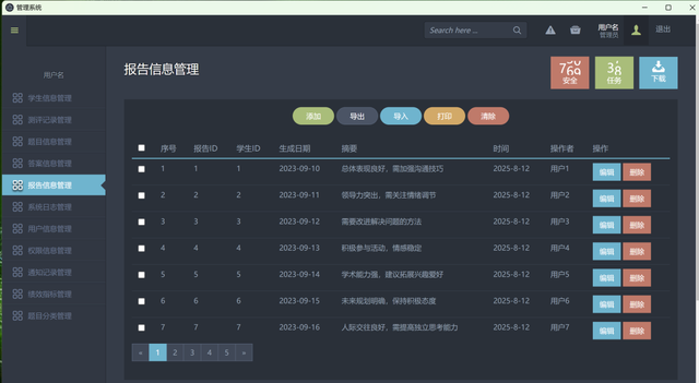 青少年心理测评数据系统