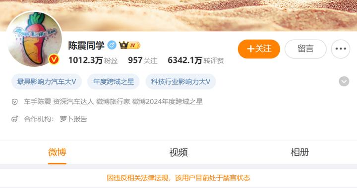 陈震相关账号已解封？微博、小红书先后回应