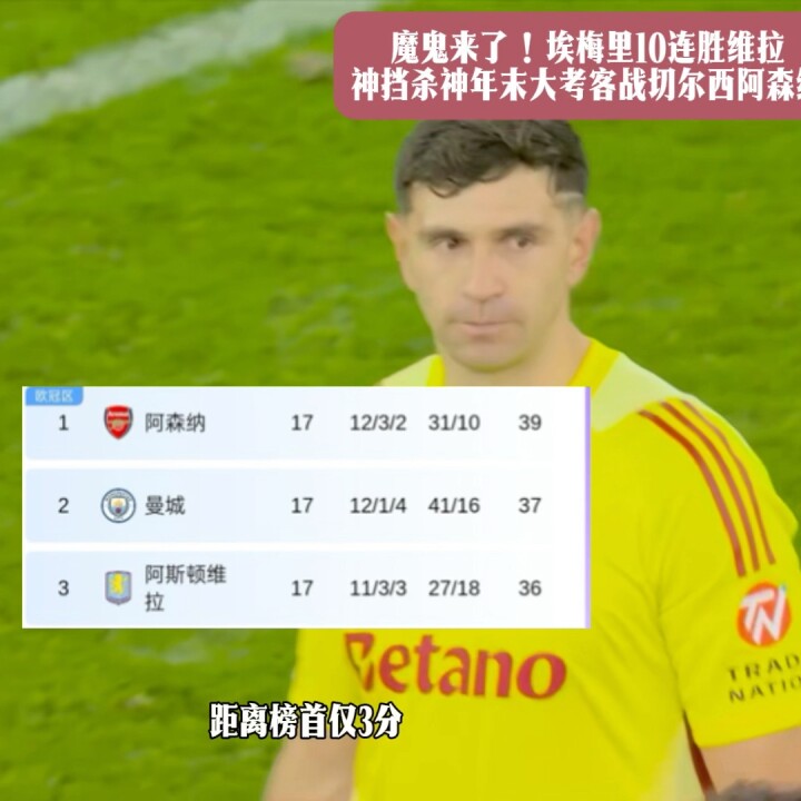 魔鬼来了！埃梅里10连胜维拉神挡杀神，年末大考客战切尔西阿森纳