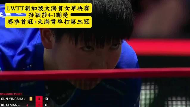 孙颖莎2025赛季十大赛事夺冠盘点