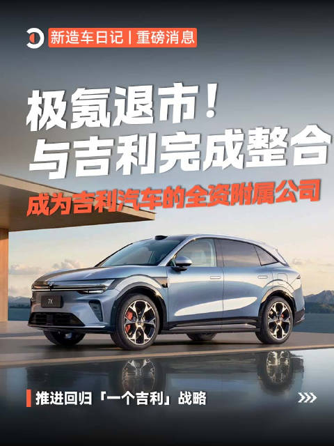 吉利汽车完成极氪私有化及合并，极氪退市纽交所