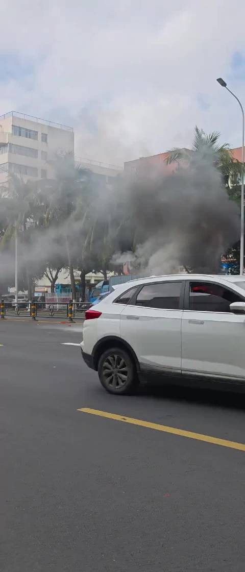 海口新能源车爆燃三分钟无人伤亡，司机警觉避险